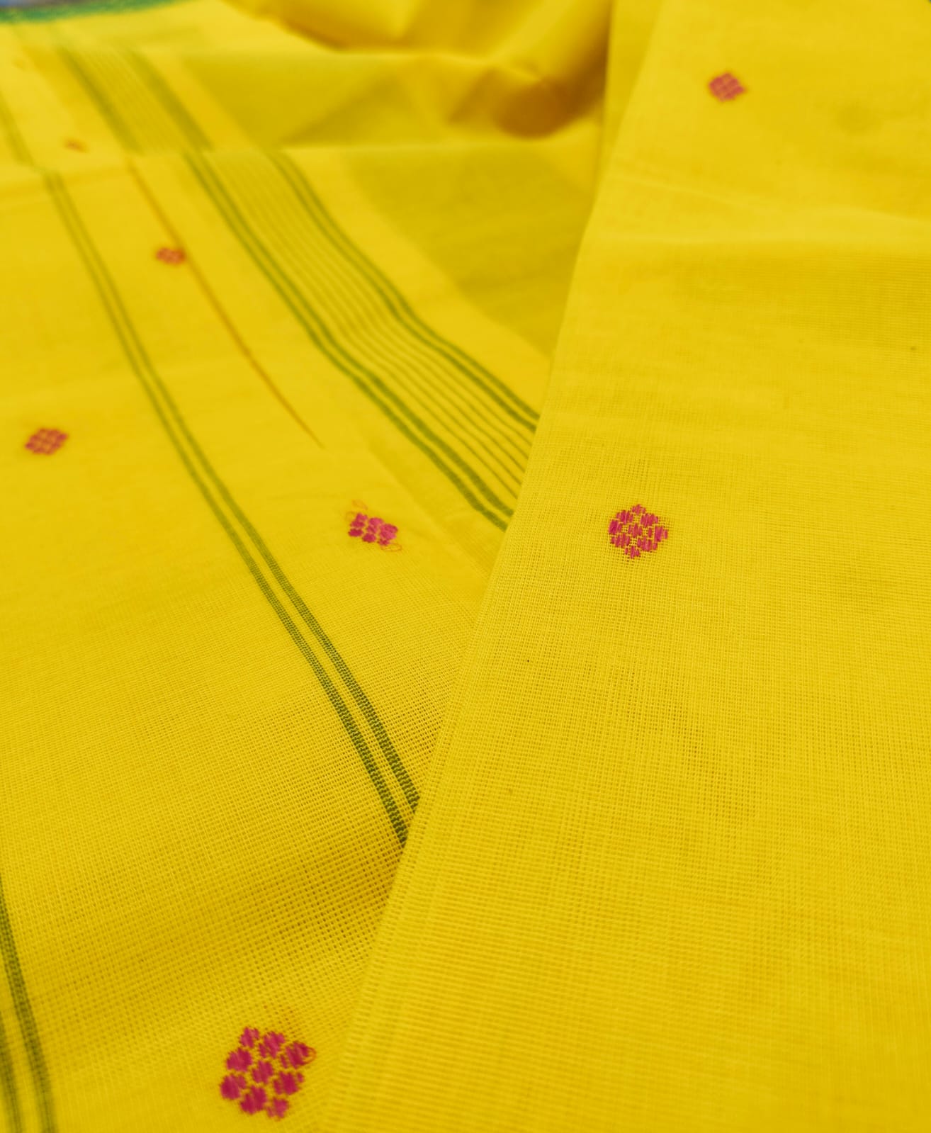 AGNI - Yellow Pure Cotton Butta Saree