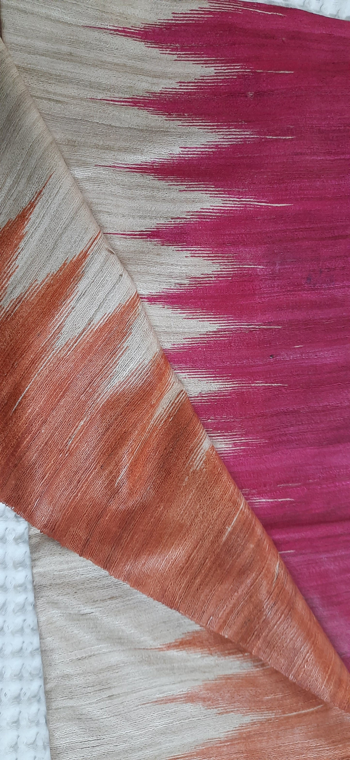 NITYA -Natural Color Tussar Silk Saree (Orange-Fuchsia)