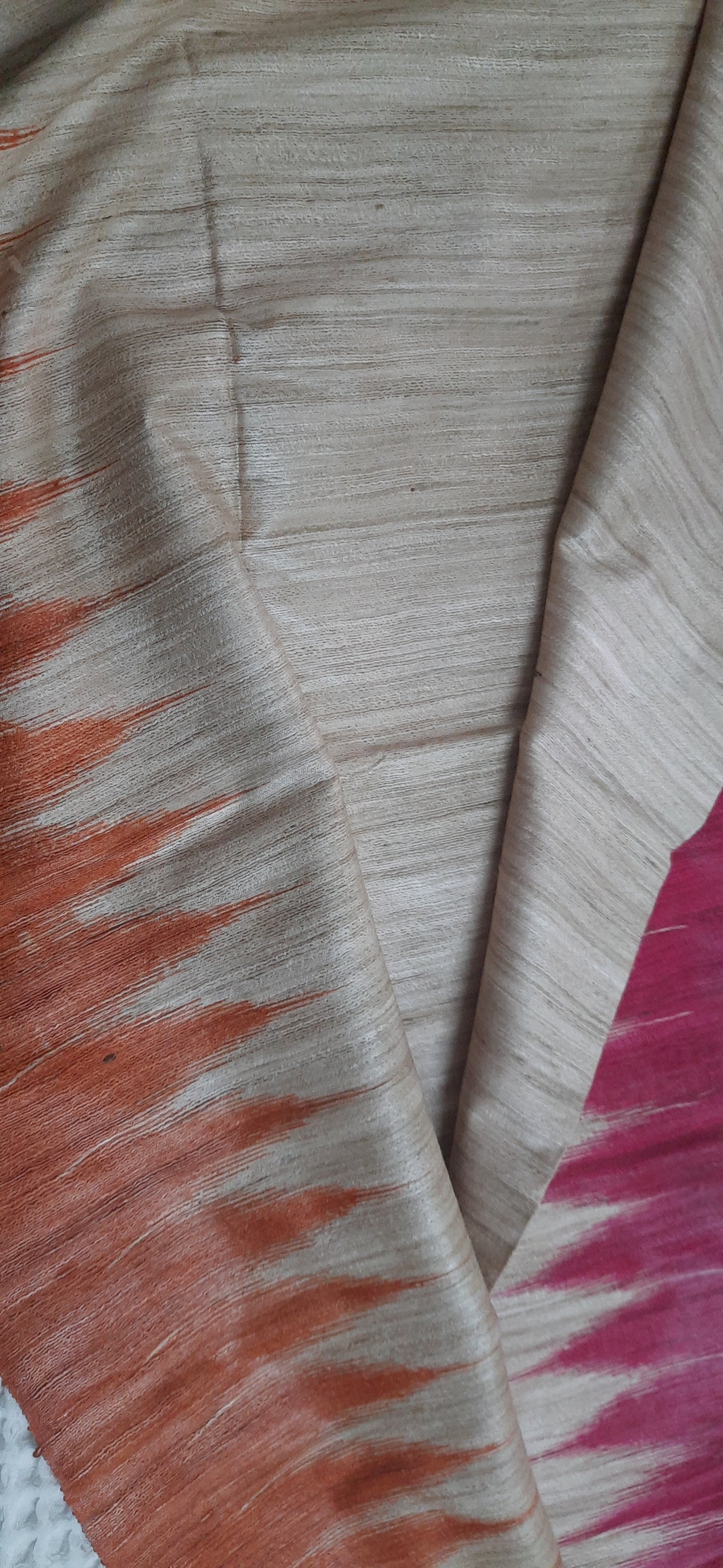 NITYA -Natural Color Tussar Silk Saree (Orange-Fuchsia)