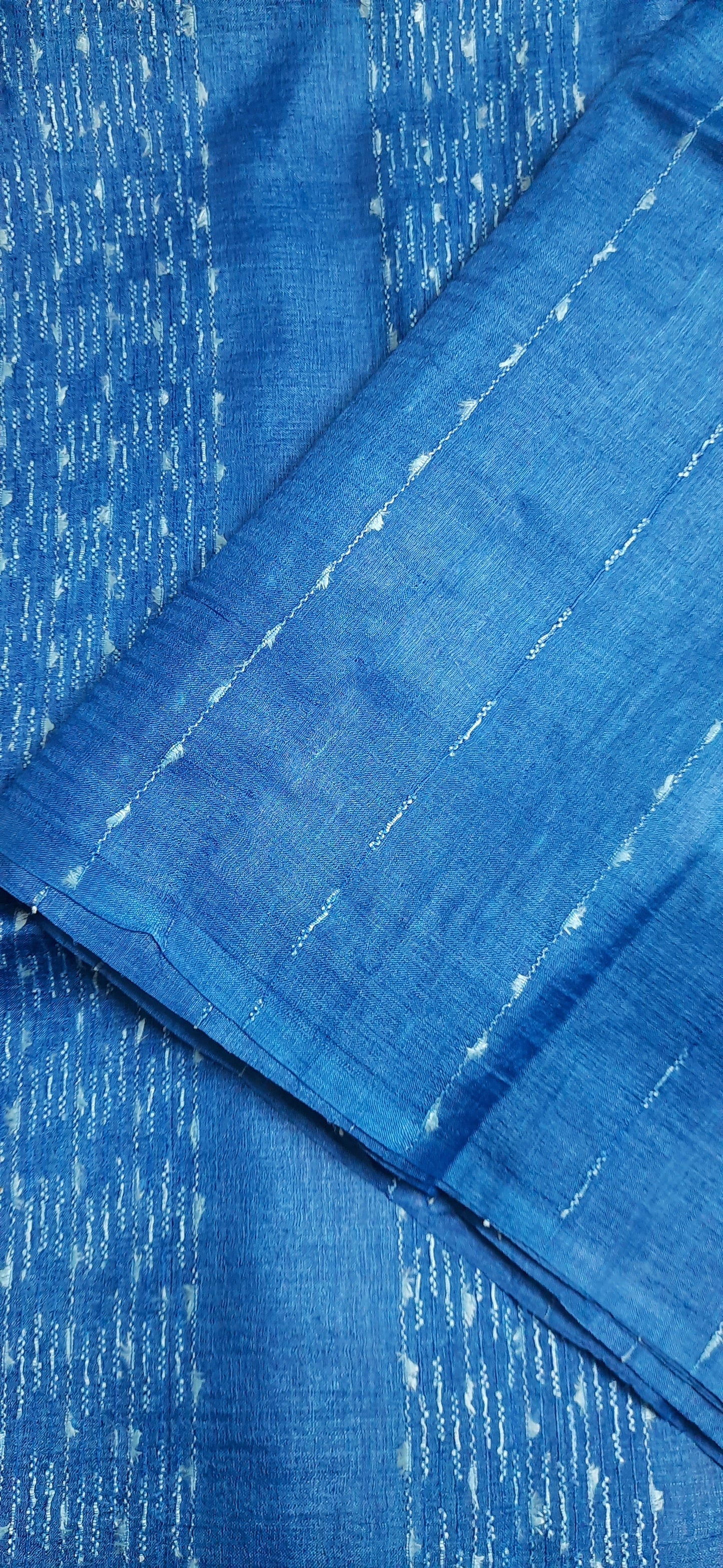 Blue Tussar Silk Saree