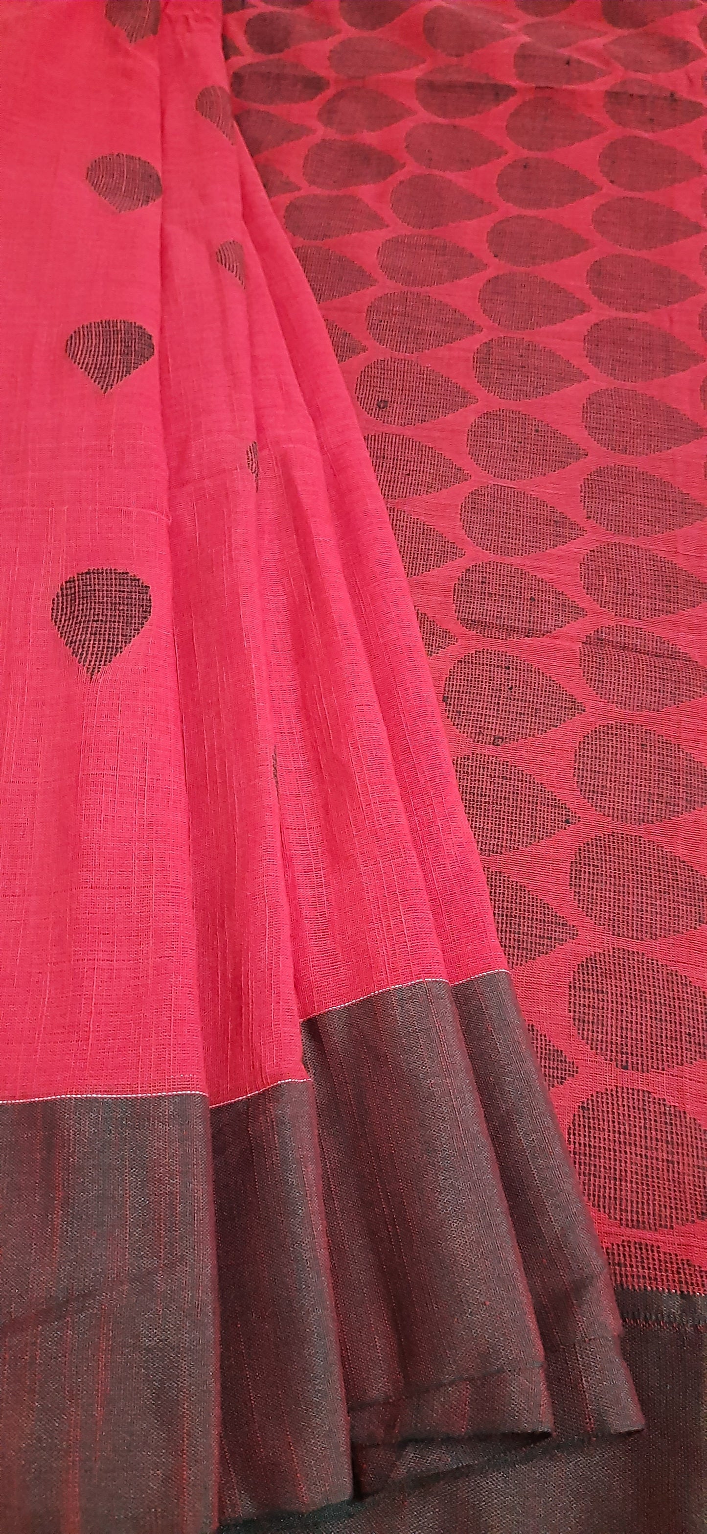 GAURI - Red Khadi Cotton Jamdani Saree