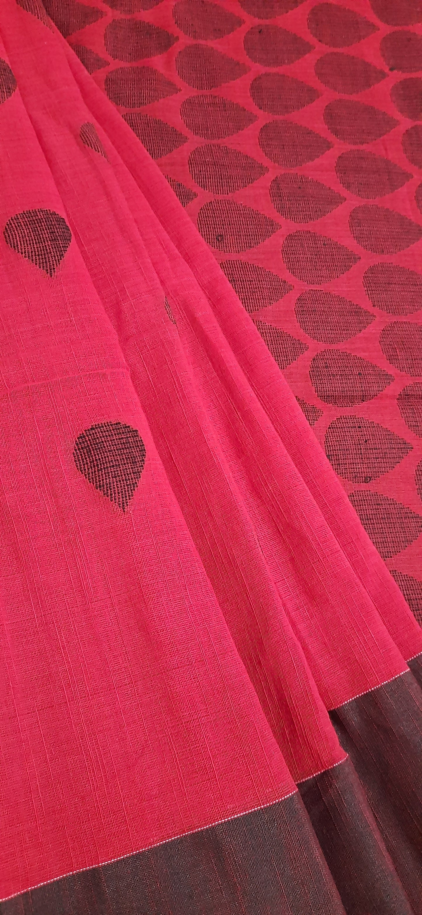 GAURI - Red Khadi Cotton Jamdani Saree