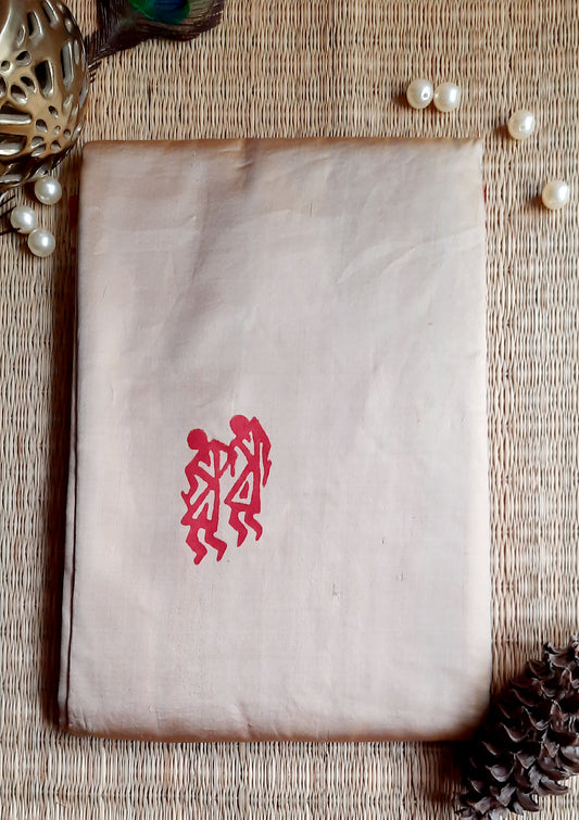 Golden-Red Bishnupuri Katan Silk Saree