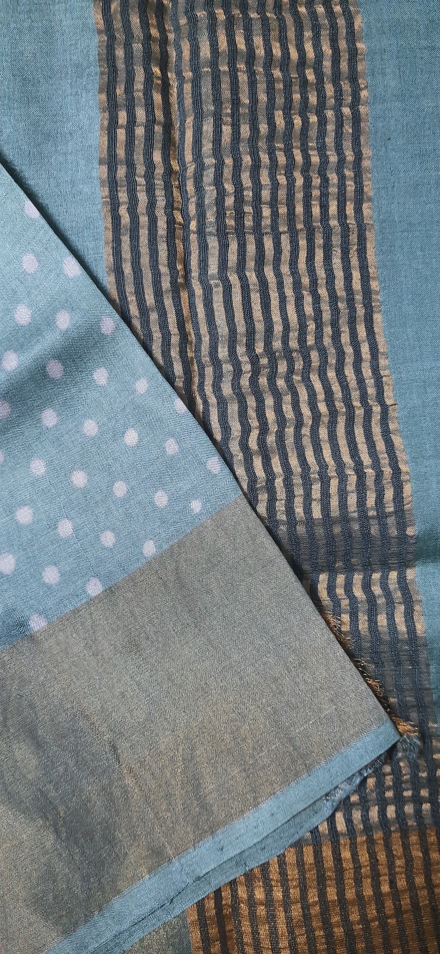 Mint Green Tussar Silk Saree