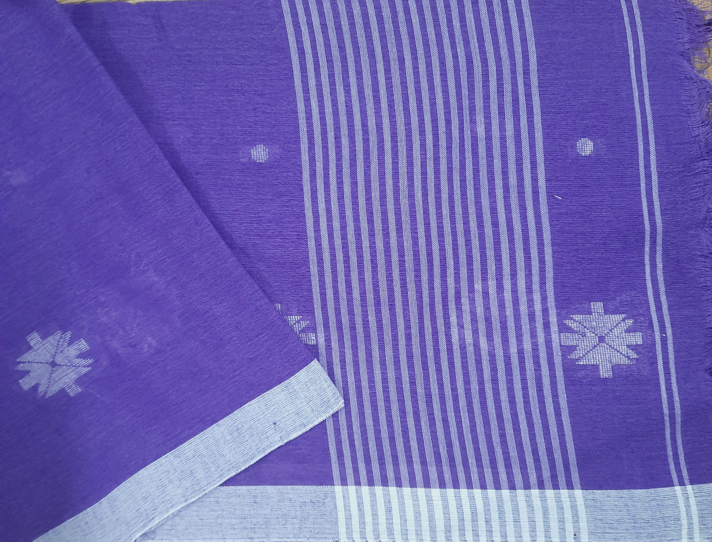PRAGYA - Purple Khadi Cotton Jamdani Saree