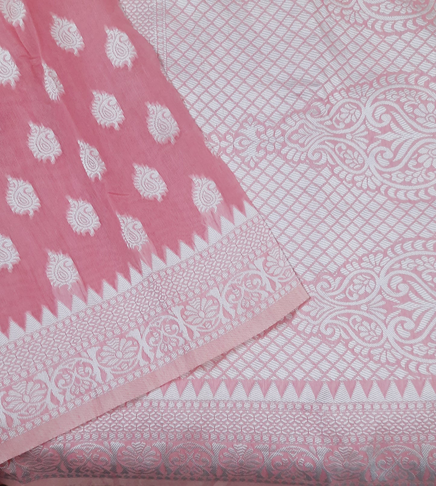 Baby Pink Handloom Cotton Saree