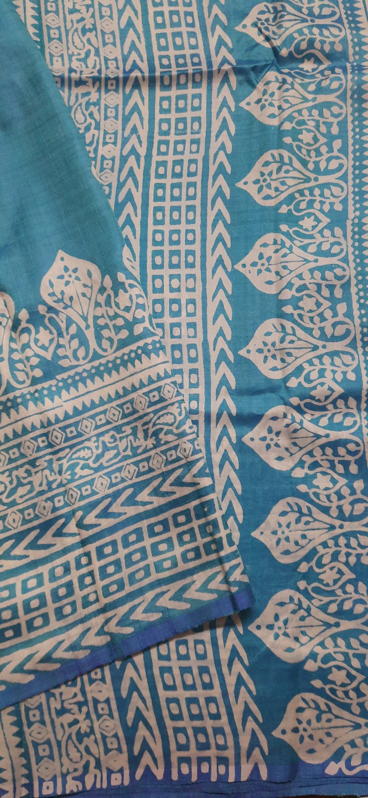 Sky Blue Bishnupuri Katan Silk Saree