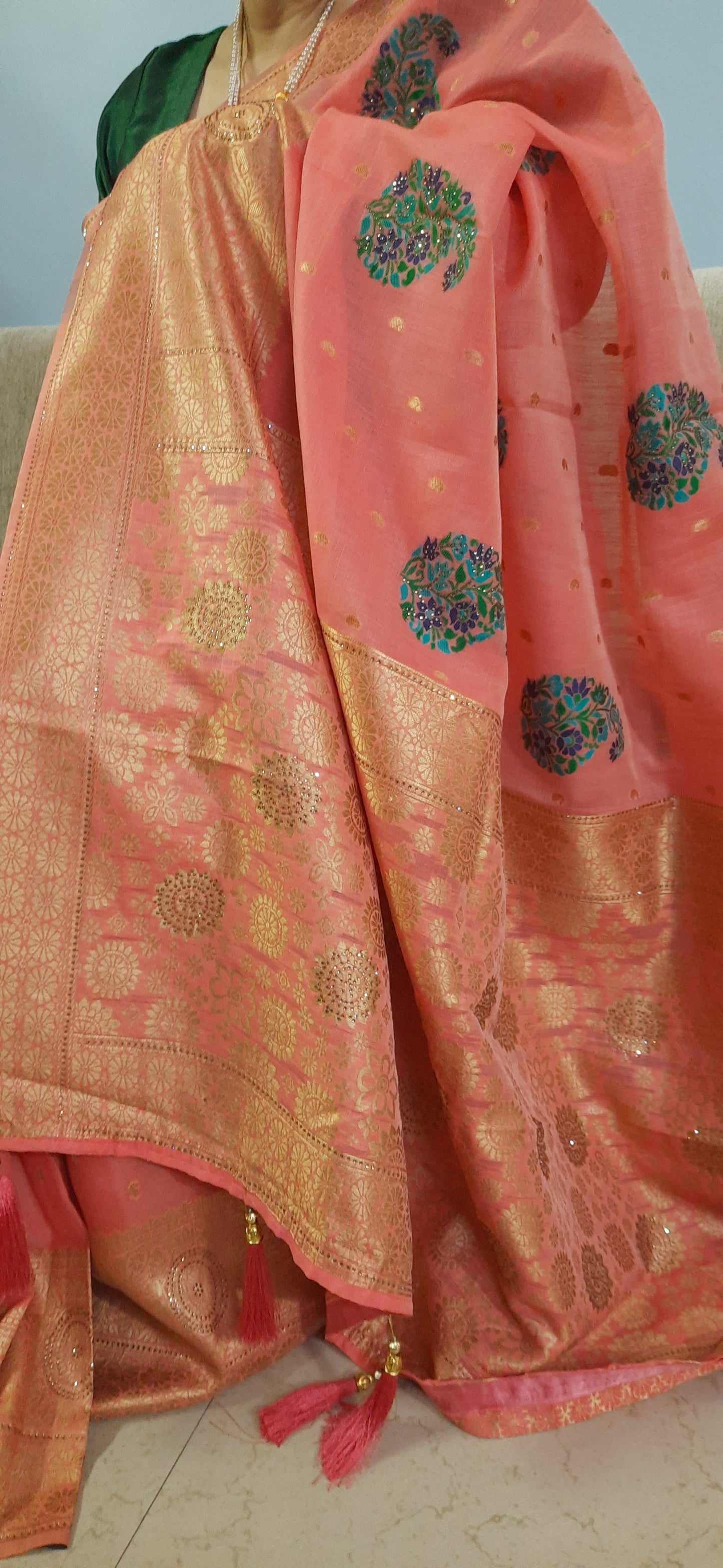Handloom Cotton Saree - Peach