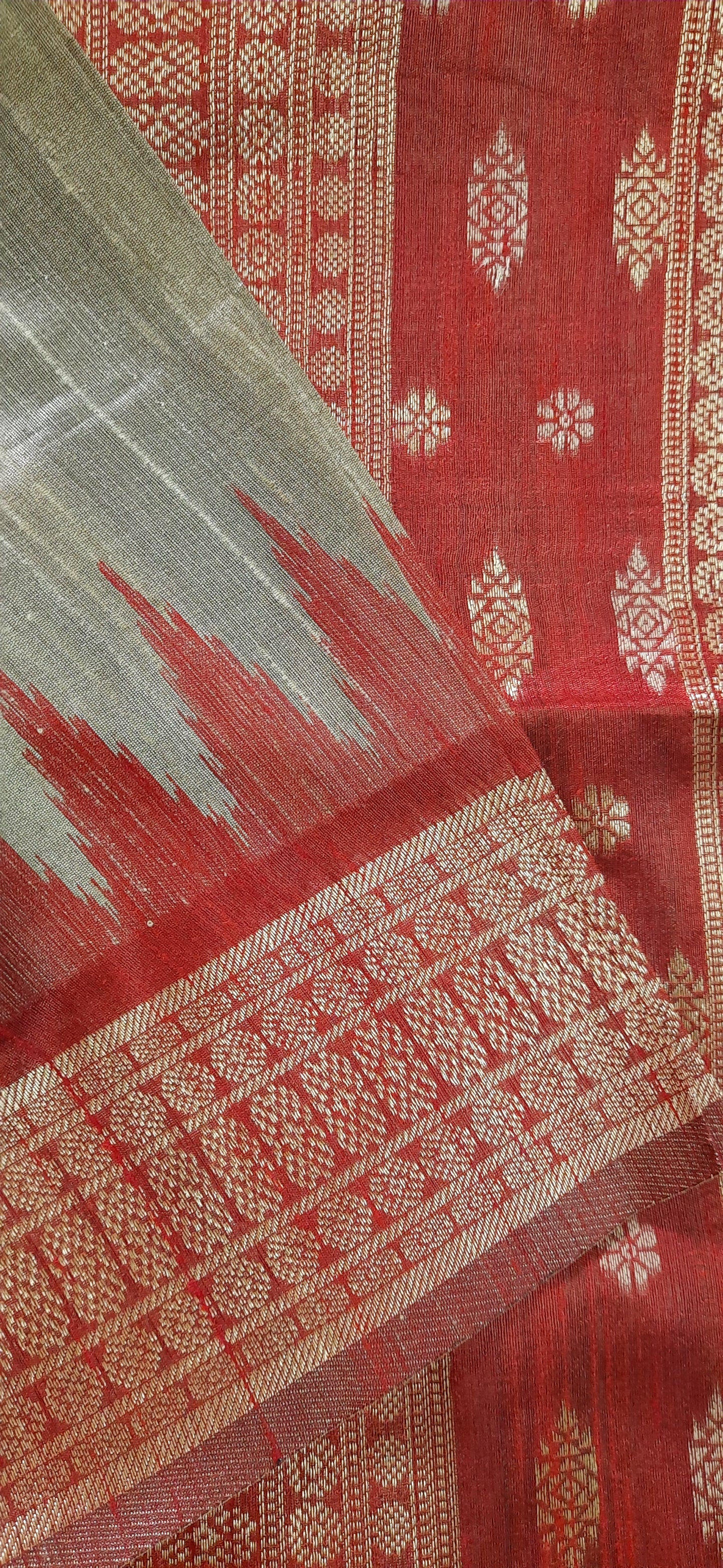 Steel Color Semi Tussar Silk Saree