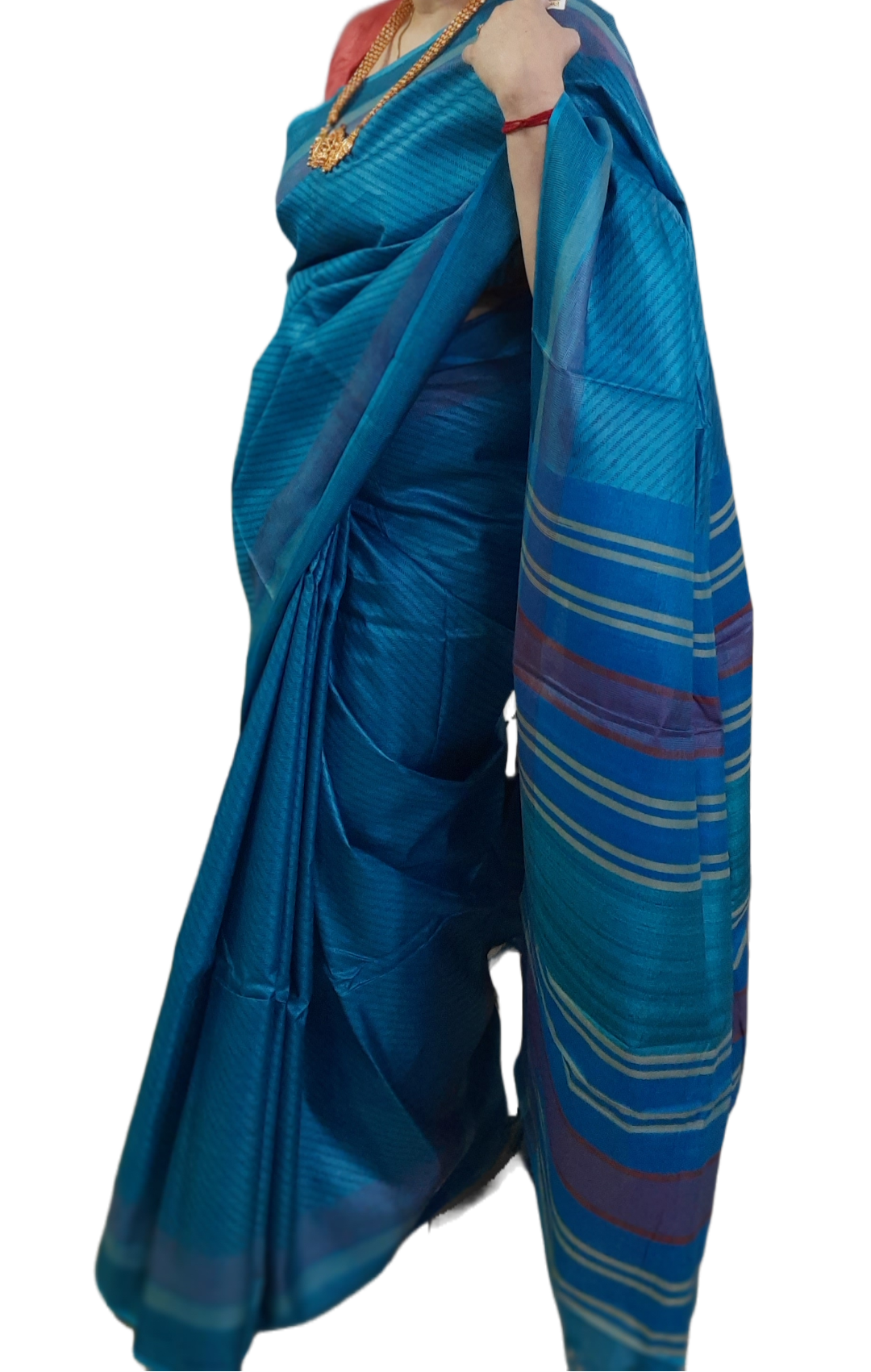 Aqua Tussar Silk Saree