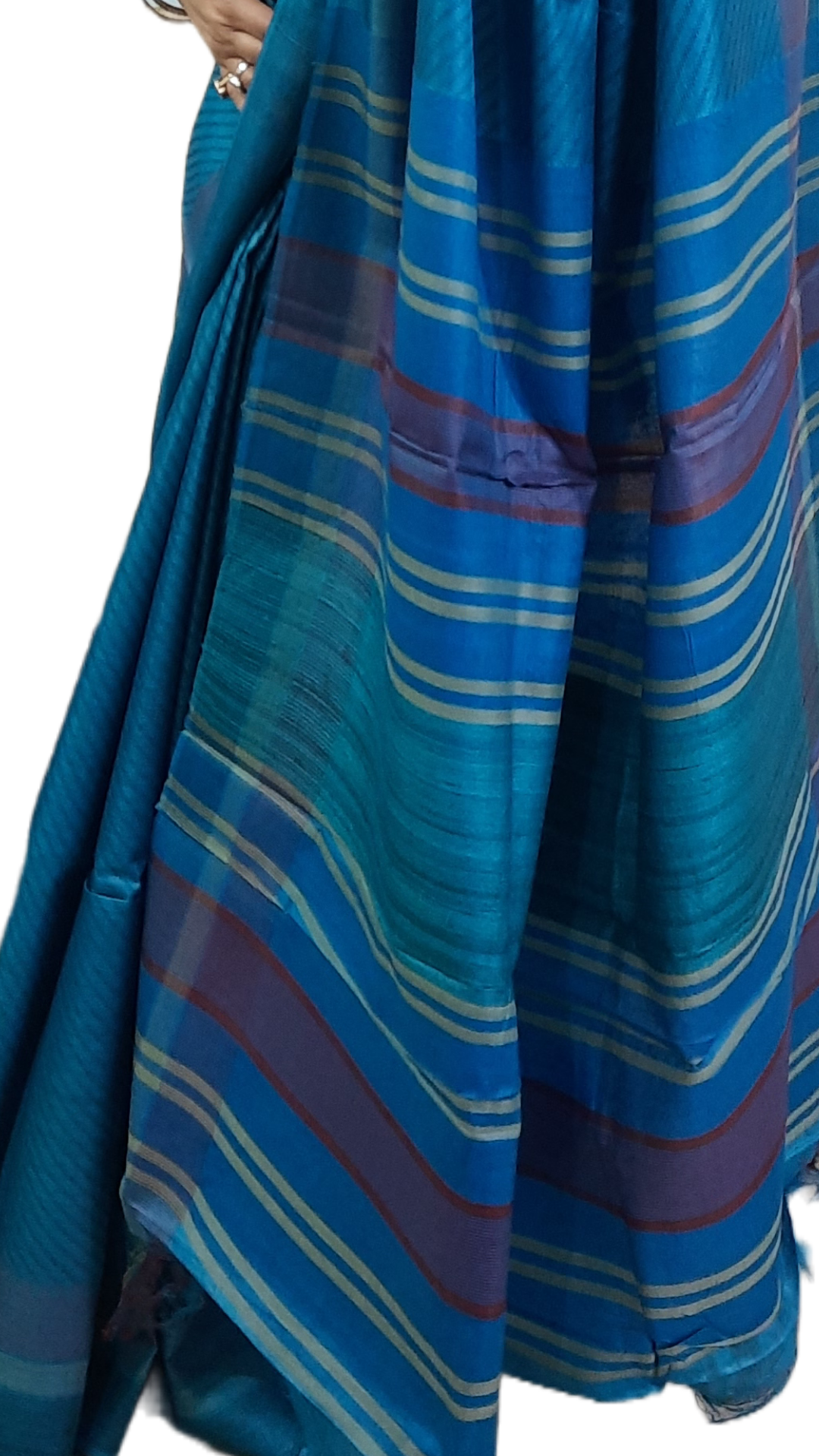 Aqua Tussar Silk Saree