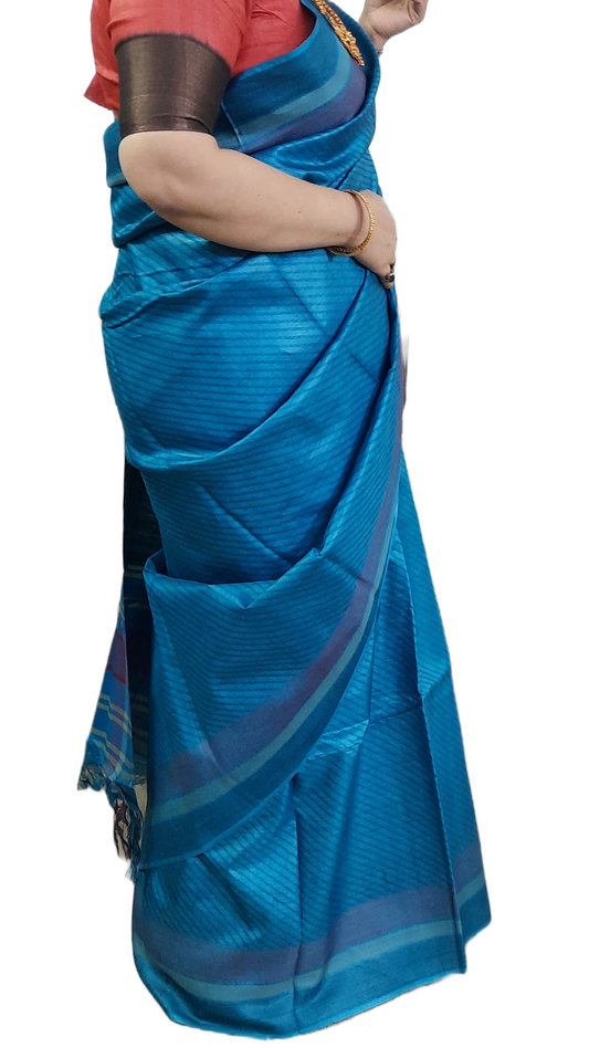 Aqua Tussar Silk Saree