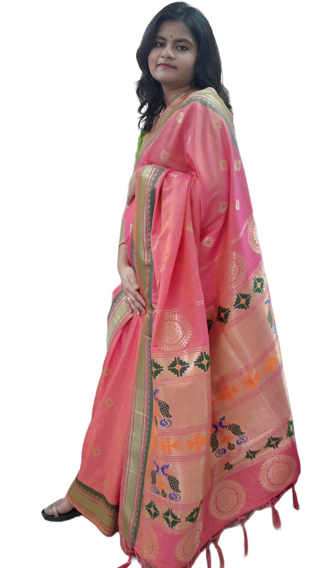 Punch Pink Paithani Silk Saree