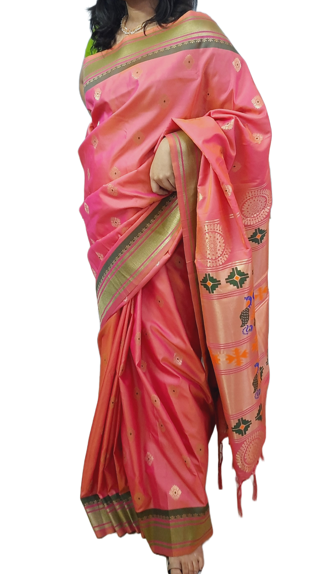 Punch Pink Paithani Silk Saree