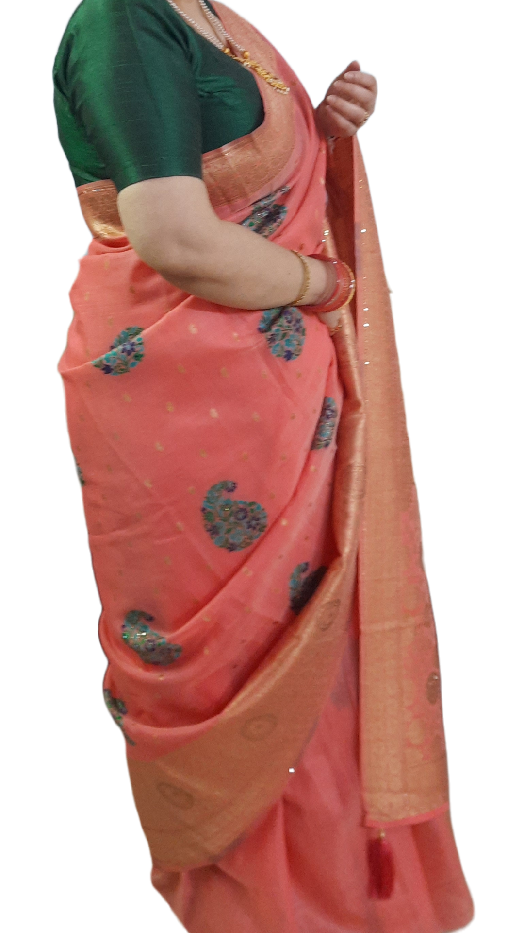 Handloom Cotton Saree - Peach