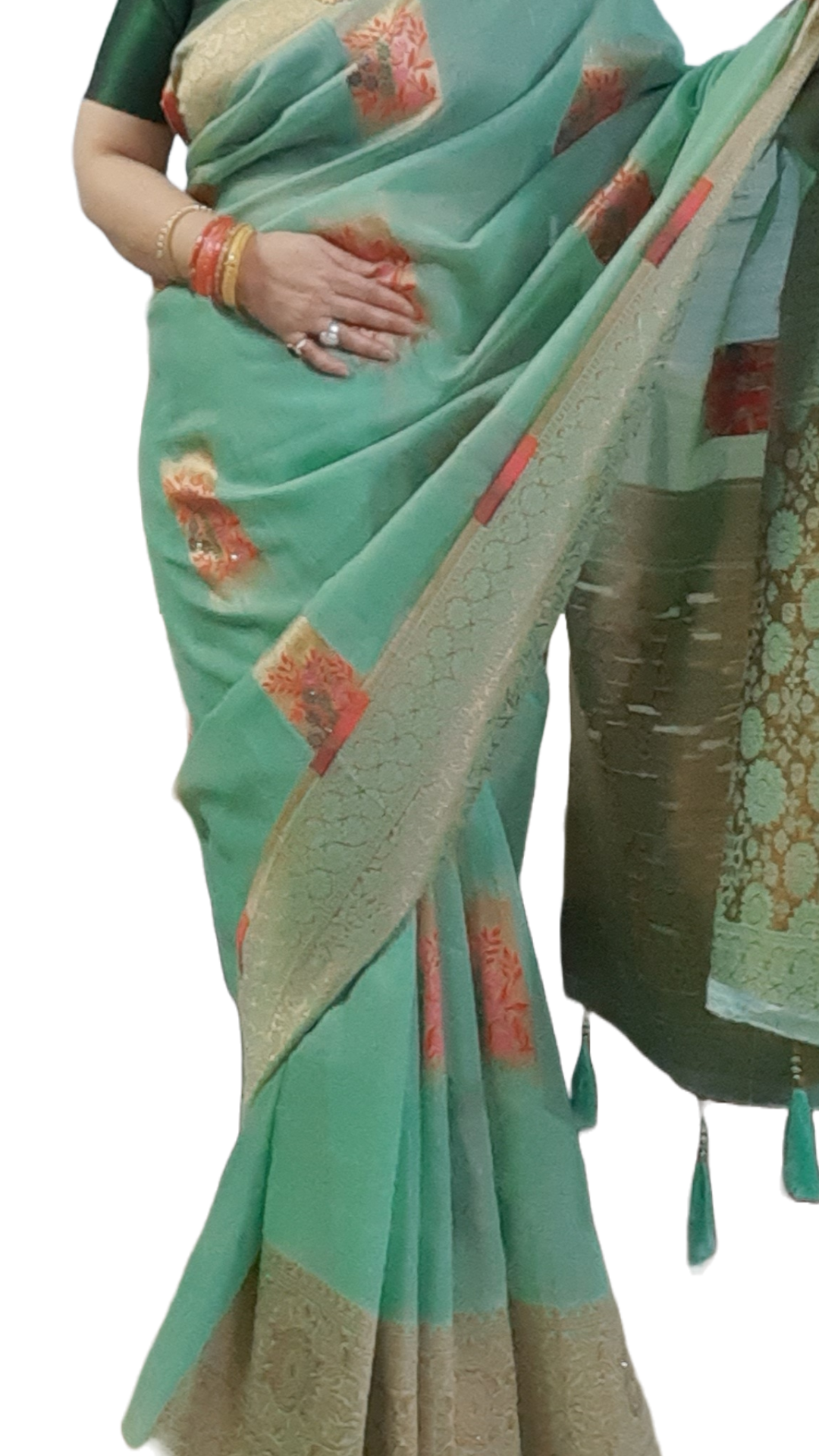 Handloom Cotton Saree - Mint Green