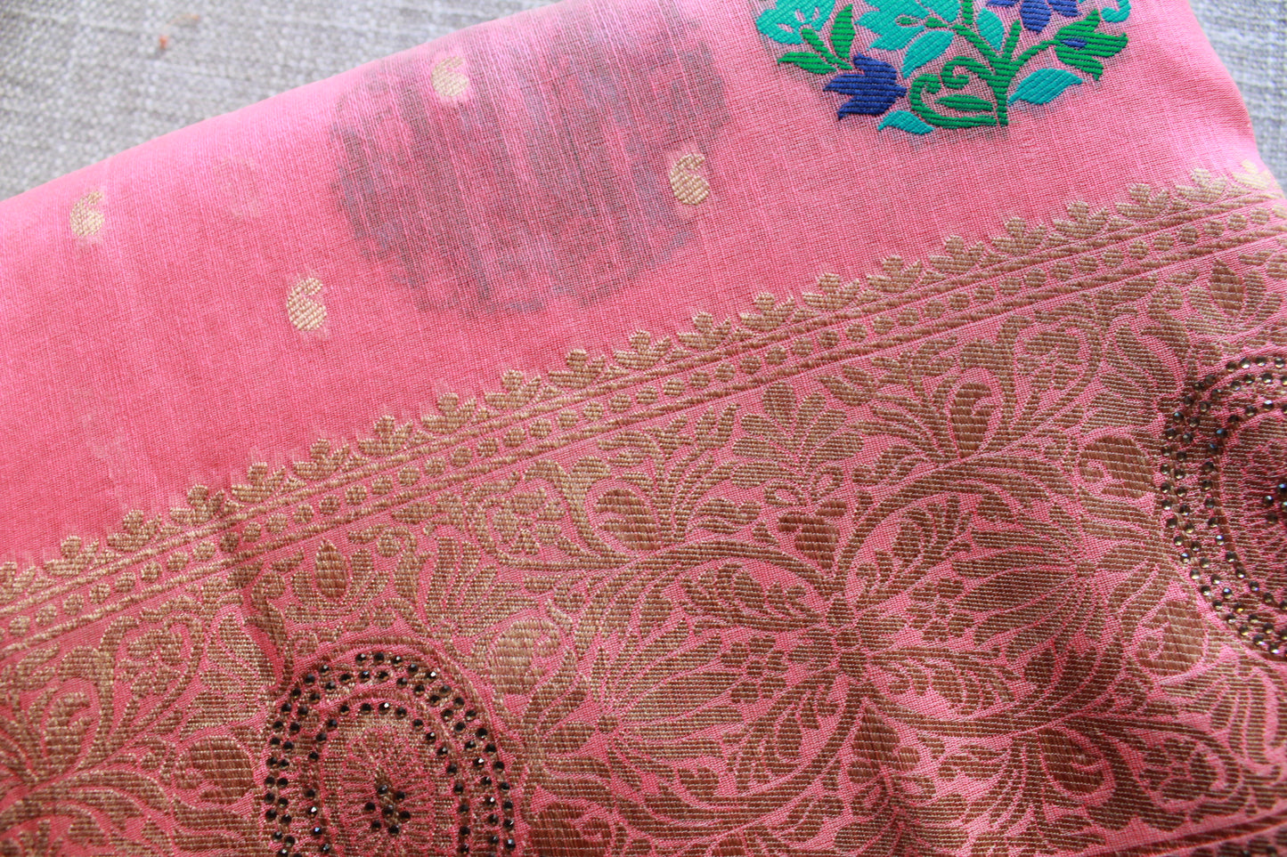 Handloom Cotton Saree - Peach