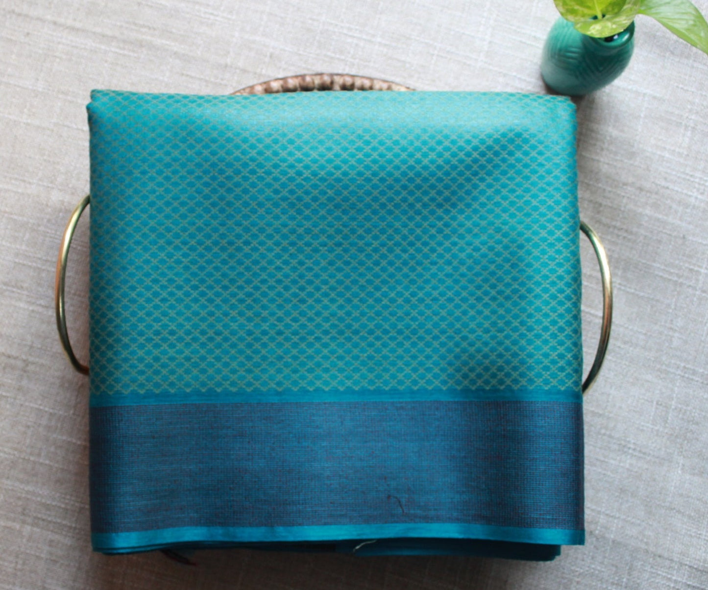 Blue Tussar Silk Saree