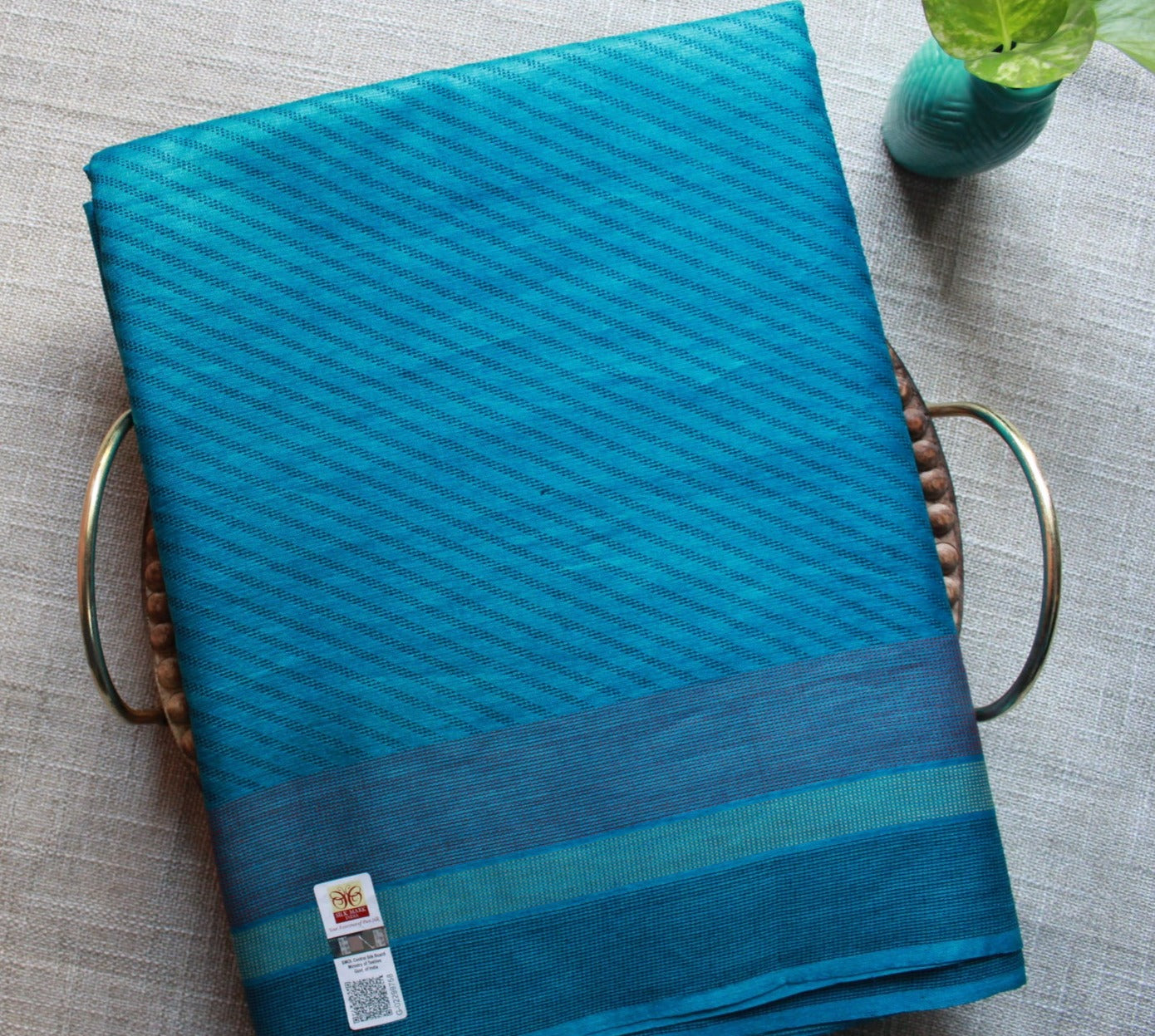 Aqua Tussar Silk Saree