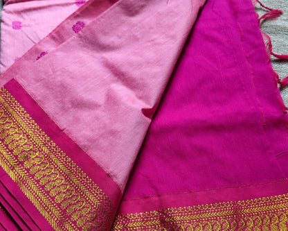 Devi - Pink and Magenta Pure Cotton Saree