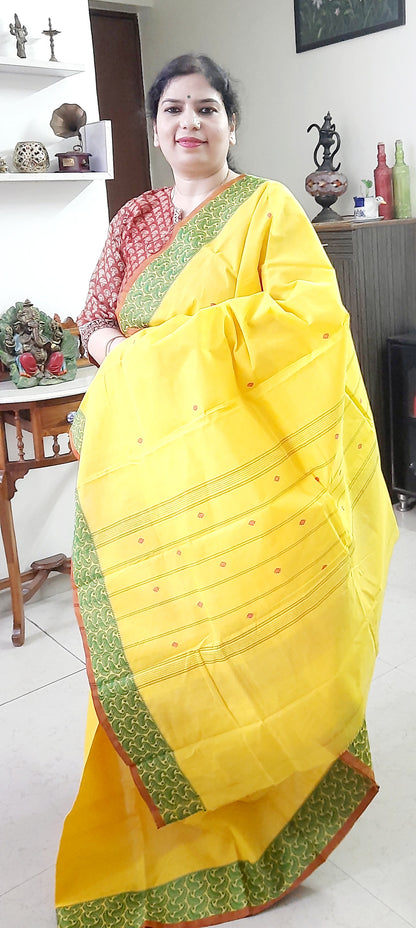 AGNI - Yellow Pure Cotton Butta Saree