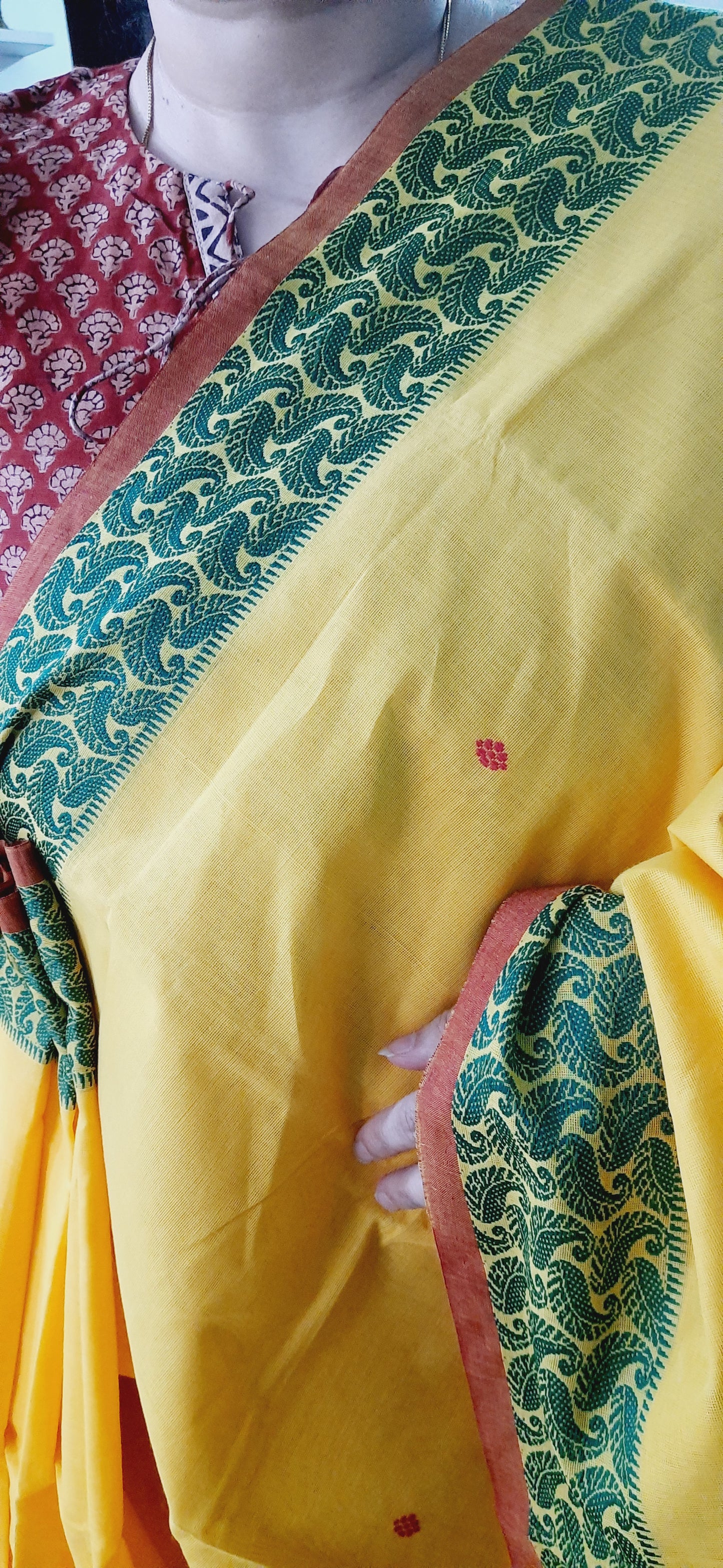 AGNI - Yellow Pure Cotton Butta Saree