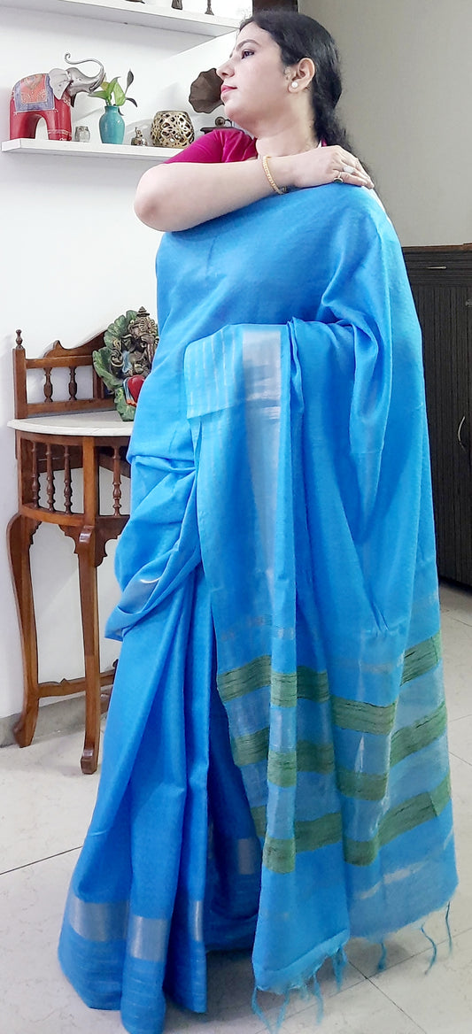 Blue Cotton Silk Saree