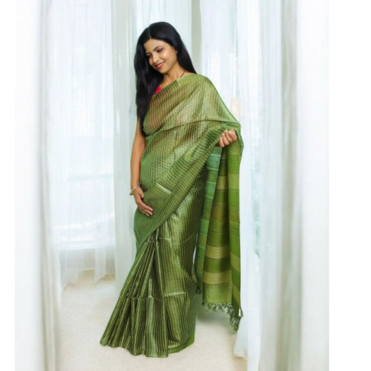 Olive Tussar Silk Saree