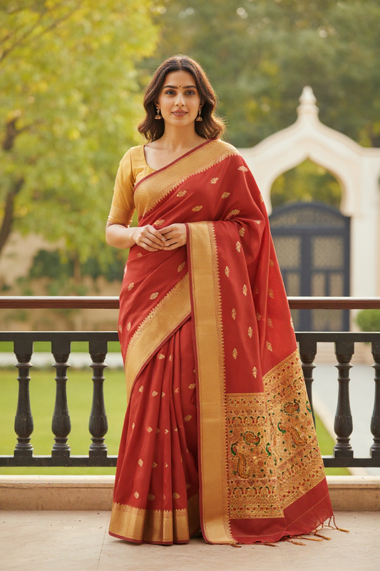 Red Paithani Silk Saree