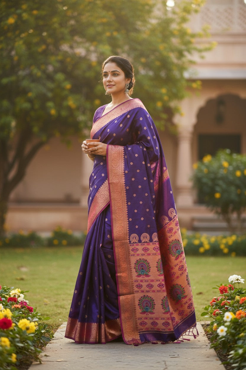 Purple Paithani Silk Saree