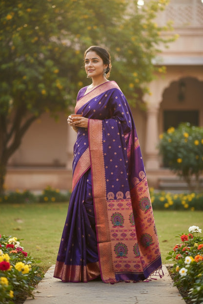 Purple Paithani Silk Saree