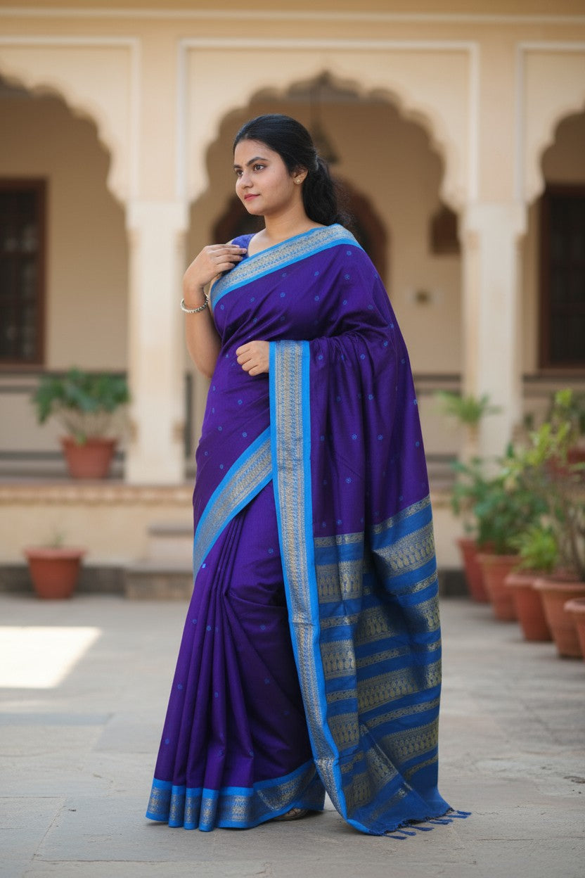 Purple Kalyani Cotton Saree