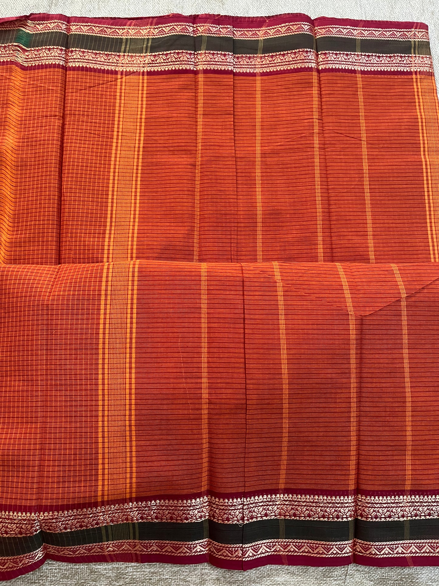 Rust Checks Pure Cotton Woven Saree