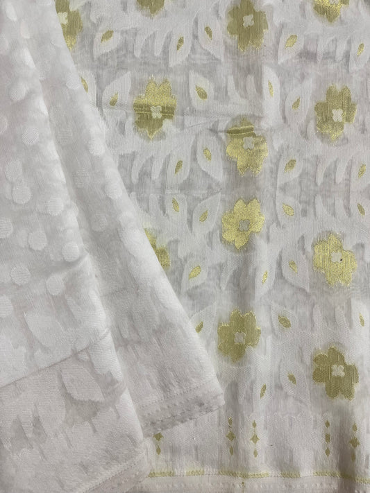 Jahnavi - White Jamdani Saree
