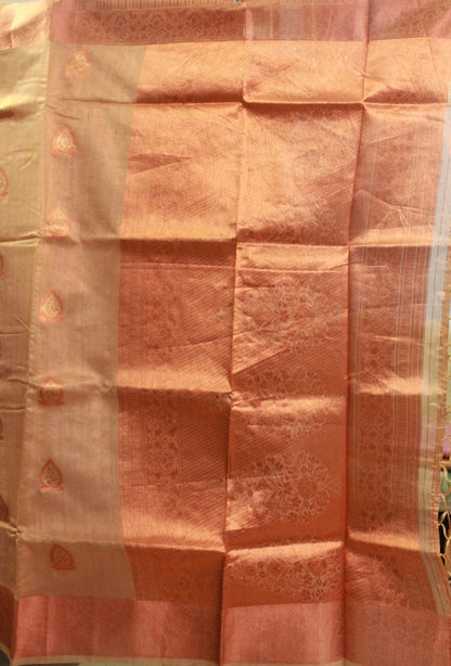 Naive Peach Tissue Organza Saree with Copper Motifs