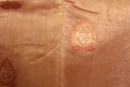 Naive Peach Tissue Organza Saree with Copper Motifs