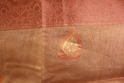 Naive Peach Tissue Organza Saree with Copper Motifs