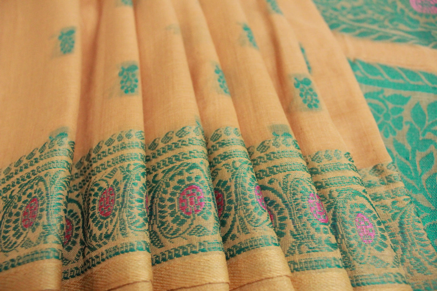 SUBHAGA - Beige Pure Cotton Baluchari Saree