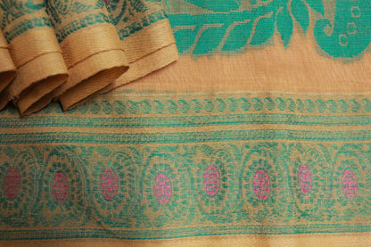 SUBHAGA - Beige Pure Cotton Baluchari Saree