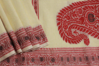 SHREE - Off-White Pure Cotton Baluchari Saree