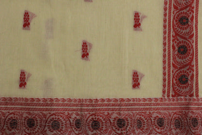 SHREE - Off-White Pure Cotton Baluchari Saree