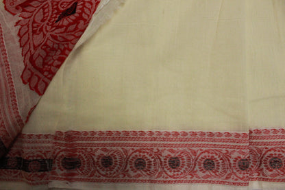 SHREE - Off-White Pure Cotton Baluchari Saree