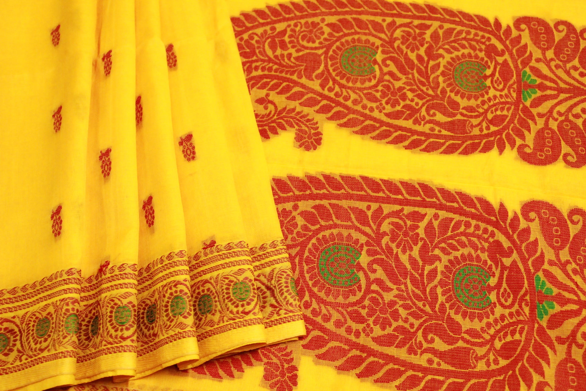 LNXA4734 Mustard Baluchari Saree with Zari & woven Dancing Pictoral motifs  – Chhabra 555