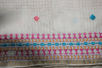 White Kota Phulkari Saree