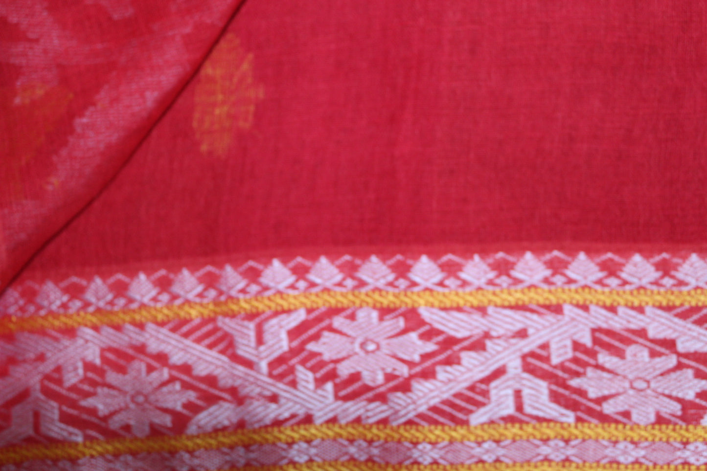 APARNA - Red Pure Linen Jamdani Saree