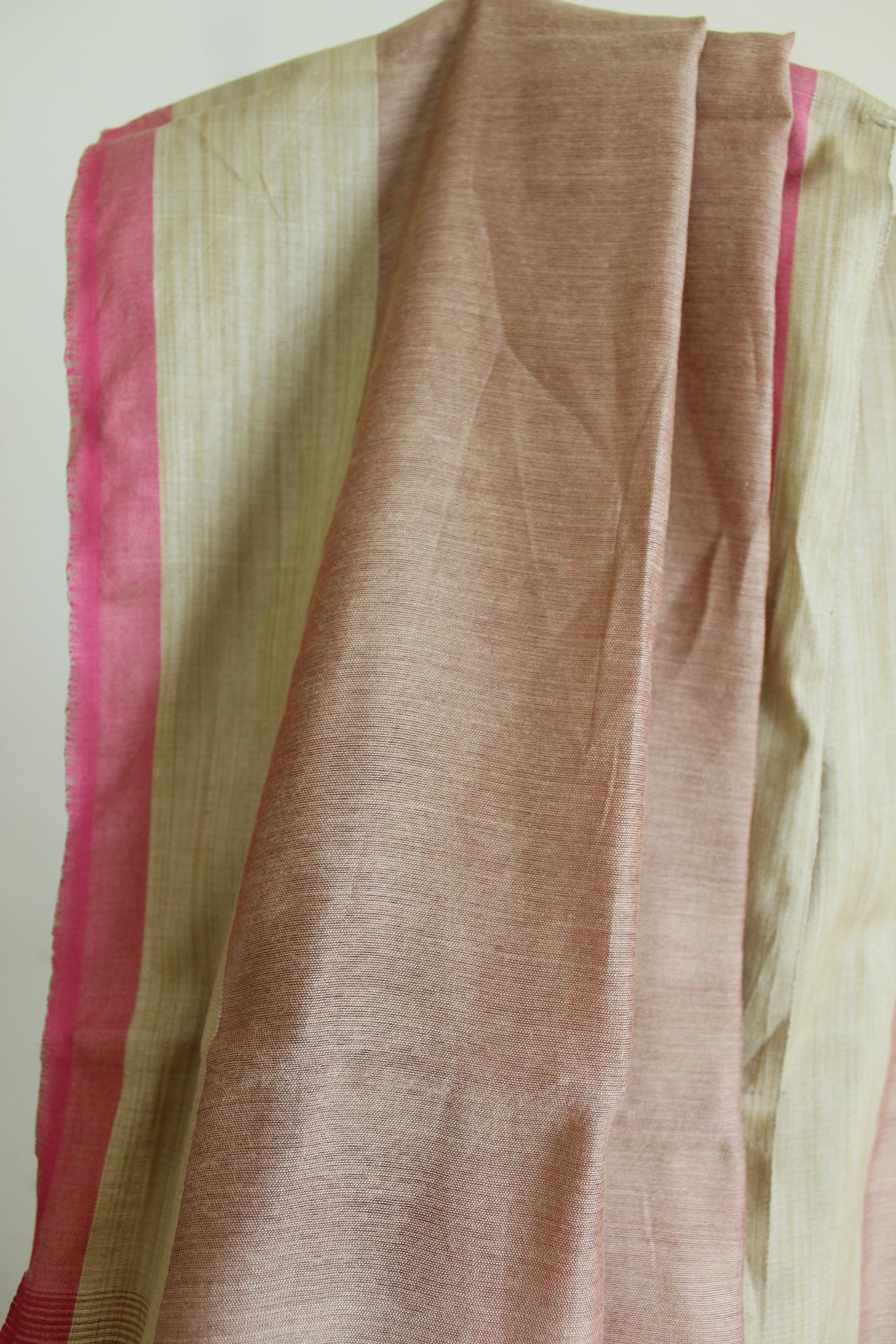 Almond Plain Cotton Silk Saree