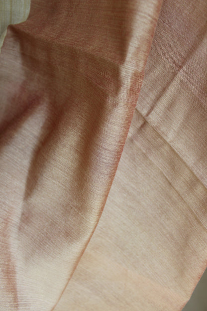 Almond Plain Cotton Silk Saree