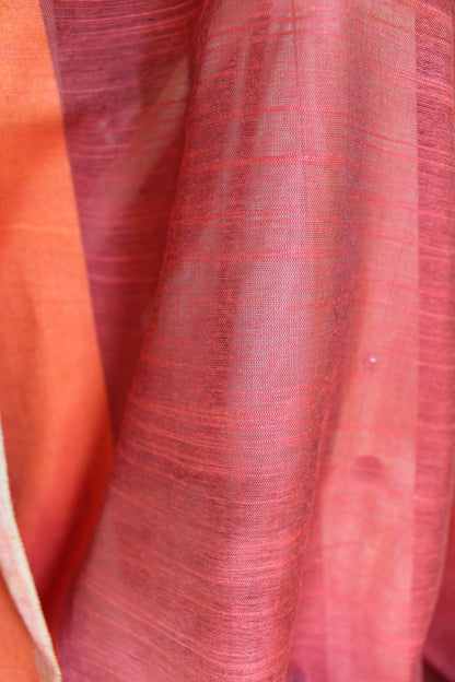 Rust Plain Cotton Silk Saree