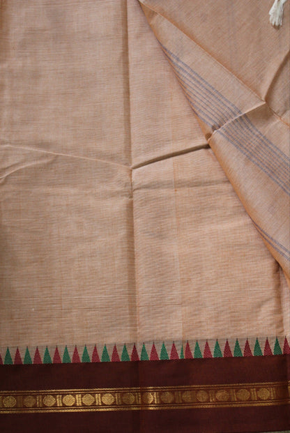 Almond Kanchi Cotton Saree