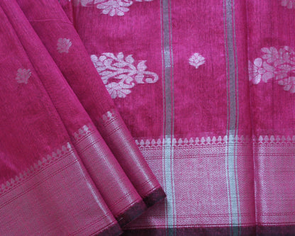 Magenta Jacquard Cotton Silk Saree